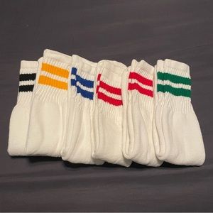 6 pairs Striped Tube Socks 20” Various Colors